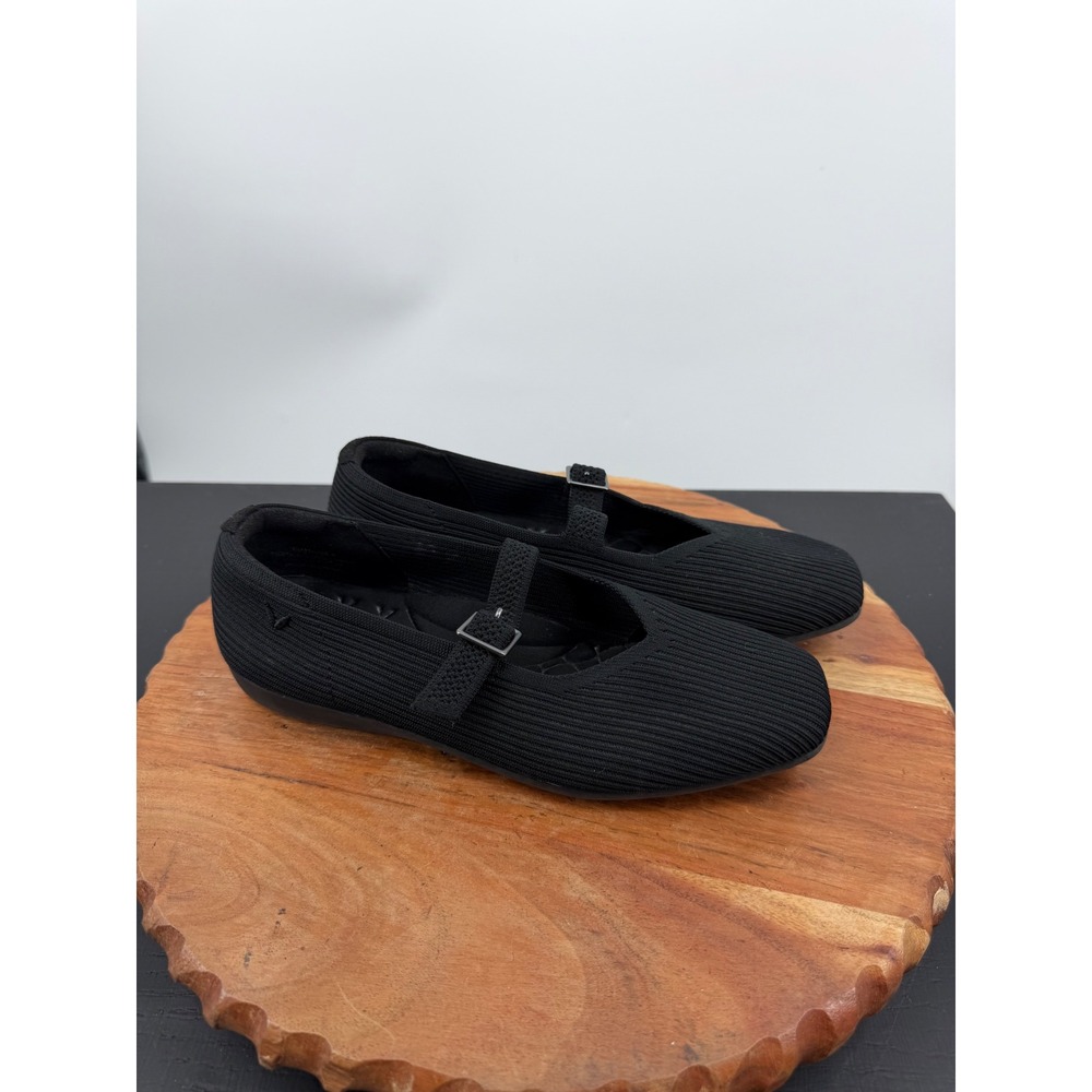 Vivaia Margot Mary Jane Flats Women 6.5 Black Knit Square Toe Buckle Strap